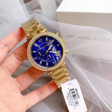Buy Shop Michael Kors Parker Chronograph Blue Dial Gold Steel Strap Watch For Women - MK6262 USA Online