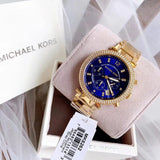 Buy Shop Michael Kors Parker Chronograph Blue Dial Gold Steel Strap Watch For Women - MK6262 USA Online