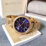 Buy Shop Michael Kors Parker Chronograph Blue Dial Gold Steel Strap Watch For Women - MK6262 USA Online