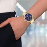 Buy Shop Michael Kors Parker Chronograph Blue Dial Gold Steel Strap Watch For Women - MK6262 USA Online