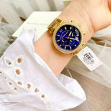 Buy Shop Michael Kors Parker Chronograph Blue Dial Gold Steel Strap Watch For Women - MK6262 USA Online