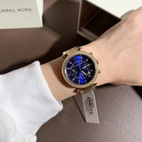 Buy Shop Michael Kors Parker Chronograph Blue Dial Gold Steel Strap Watch For Women - MK6262 USA Online