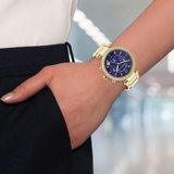 Buy Shop Michael Kors Parker Chronograph Blue Dial Gold Steel Strap Watch For Women - MK6262 USA Online