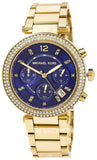 Buy Shop Michael Kors Parker Chronograph Blue Dial Gold Steel Strap Watch For Women - MK6262 USA Online