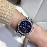 Buy Shop Michael Kors Parker Chronograph Blue Dial Silver Steel Strap Watch for Women - MK6117 USA Online