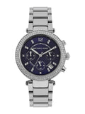 Buy Shop Michael Kors Parker Chronograph Blue Dial Silver Steel Strap Watch for Women - MK6117 USA Online