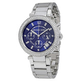 Buy Shop Michael Kors Parker Chronograph Blue Dial Silver Steel Strap Watch for Women - MK6117 USA Online