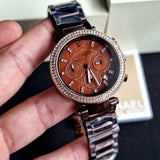 Buy Shop Michael Kors Parker Chronograph Brown Dial Brown Steel Strap Watch For Women - MK5578 USA Online