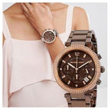 Buy Shop Michael Kors Parker Chronograph Brown Dial Brown Steel Strap Watch For Women - MK5578 USA Online