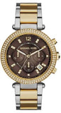 Buy Shop Michael Kors Parker Chronograph Brown Dial Two Tone Steel Strap Watch for Women - MK6118 USA Online