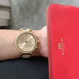 Buy Shop Michael Kors Parker Chronograph Gold Dial Gold Steel Strap Watch For Women - MK6831 USA Online