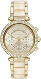 Buy Shop Michael Kors Parker Chronograph Gold Dial Gold Steel Strap Watch For Women - MK6831 USA Online