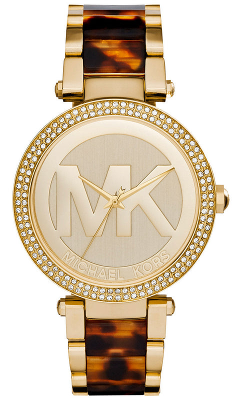 Buy Shop Michael Kors Parker Chronograph Gold Dial Two Tone Steel Strap Watch for Women - MK6109 USA Online