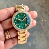 Buy Shop Michael Kors Parker Chronograph Green Dial Gold Steel Strap Watch for Women - MK6263 USA Online