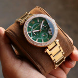 Buy Shop Michael Kors Parker Chronograph Green Dial Gold Steel Strap Watch for Women - MK6263 USA Online