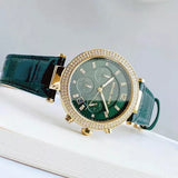 Buy Shop Michael Kors Parker Chronograph Green Dial Green Leather Strap Watch For Women - MK6985 USA Online