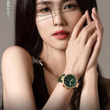 Buy Shop Michael Kors Parker Chronograph Green Dial Green Leather Strap Watch For Women - MK6985 USA Online