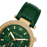 Buy Shop Michael Kors Parker Chronograph Green Dial Green Leather Strap Watch For Women - MK6985 USA Online