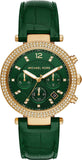Buy Shop Michael Kors Parker Chronograph Green Dial Green Leather Strap Watch For Women - MK6985 USA Online