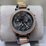 Buy Shop Michael Kors Parker Chronograph Grey Dial Two Tone Steel Strap Watch For Women - MK6440 USA Online