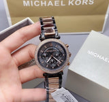 Buy Shop Michael Kors Parker Chronograph Grey Dial Two Tone Steel Strap Watch For Women - MK6440 USA Online