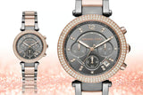 Buy Shop Michael Kors Parker Chronograph Grey Dial Two Tone Steel Strap Watch For Women - MK6440 USA Online