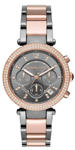 Buy Shop Michael Kors Parker Chronograph Grey Dial Two Tone Steel Strap Watch For Women - MK6440 USA Online