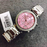 Buy Shop Michael Kors Parker Chronograph Pink Dial Silver Steel Strap Watch For Women - MK6105 USA Online