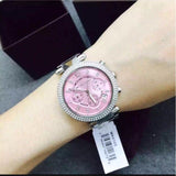 Buy Shop Michael Kors Parker Chronograph Pink Dial Silver Steel Strap Watch For Women - MK6105 USA Online