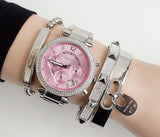 Buy Shop Michael Kors Parker Chronograph Pink Dial Silver Steel Strap Watch For Women - MK6105 USA Online
