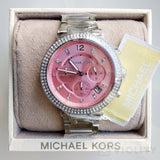 Buy Shop Michael Kors Parker Chronograph Pink Dial Silver Steel Strap Watch For Women - MK6105 USA Online