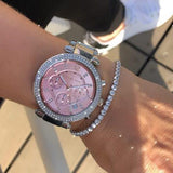 Buy Shop Michael Kors Parker Chronograph Pink Dial Silver Steel Strap Watch For Women - MK6105 USA Online