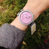 Buy Shop Michael Kors Parker Chronograph Pink Dial Silver Steel Strap Watch For Women - MK6105 USA Online