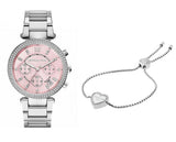 Buy Shop Michael Kors Parker Chronograph Pink Dial Silver Steel Strap Watch For Women - MK6105 USA Online