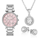 Buy Shop Michael Kors Parker Chronograph Pink Dial Silver Steel Strap Watch For Women - MK6105 USA Online