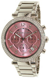 Buy Shop Michael Kors Parker Chronograph Pink Dial Silver Steel Strap Watch For Women - MK6105 USA Online