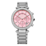 Buy Shop Michael Kors Parker Chronograph Pink Dial Silver Steel Strap Watch For Women - MK6105 USA Online