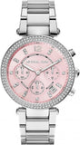 Buy Shop Michael Kors Parker Chronograph Pink Dial Silver Steel Strap Watch For Women - MK6105 USA Online