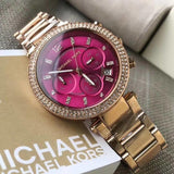 Buy Shop Michael Kors Parker Chronograph Purple Dial Rose Gold Steel Strap Watch For Women - MK6417 USA Online