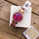 Buy Shop Michael Kors Parker Chronograph Purple Dial Rose Gold Steel Strap Watch For Women - MK6417 USA Online