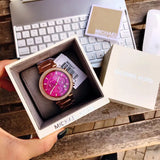 Buy Shop Michael Kors Parker Chronograph Purple Dial Rose Gold Steel Strap Watch For Women - MK6417 USA Online