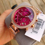 Buy Shop Michael Kors Parker Chronograph Purple Dial Rose Gold Steel Strap Watch For Women - MK6417 USA Online