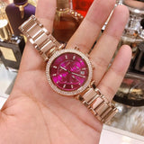 Buy Shop Michael Kors Parker Chronograph Purple Dial Rose Gold Steel Strap Watch For Women - MK6417 USA Online