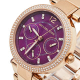 Buy Shop Michael Kors Parker Chronograph Purple Dial Rose Gold Steel Strap Watch For Women - MK6417 USA Online