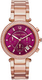 Buy Shop Michael Kors Parker Chronograph Purple Dial Rose Gold Steel Strap Watch For Women - MK6417 USA Online