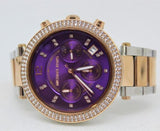 Buy Shop Michael Kors Parker Chronograph Purple Dial Two Tone Steel Strap Watch For Women - MK6108 USA Online