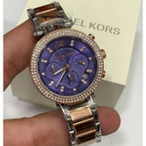 Buy Shop Michael Kors Parker Chronograph Purple Dial Two Tone Steel Strap Watch For Women - MK6108 USA Online