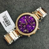 Buy Shop Michael Kors Parker Chronograph Purple Dial Two Tone Steel Strap Watch For Women - MK6108 USA Online