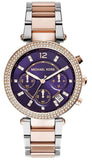 Buy Shop Michael Kors Parker Chronograph Purple Dial Two Tone Steel Strap Watch For Women - MK6108 USA Online