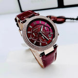 Buy Shop Michael Kors Parker Chronograph Red Dial Red Leather Strap Watch For Women - MK6986 USA Online